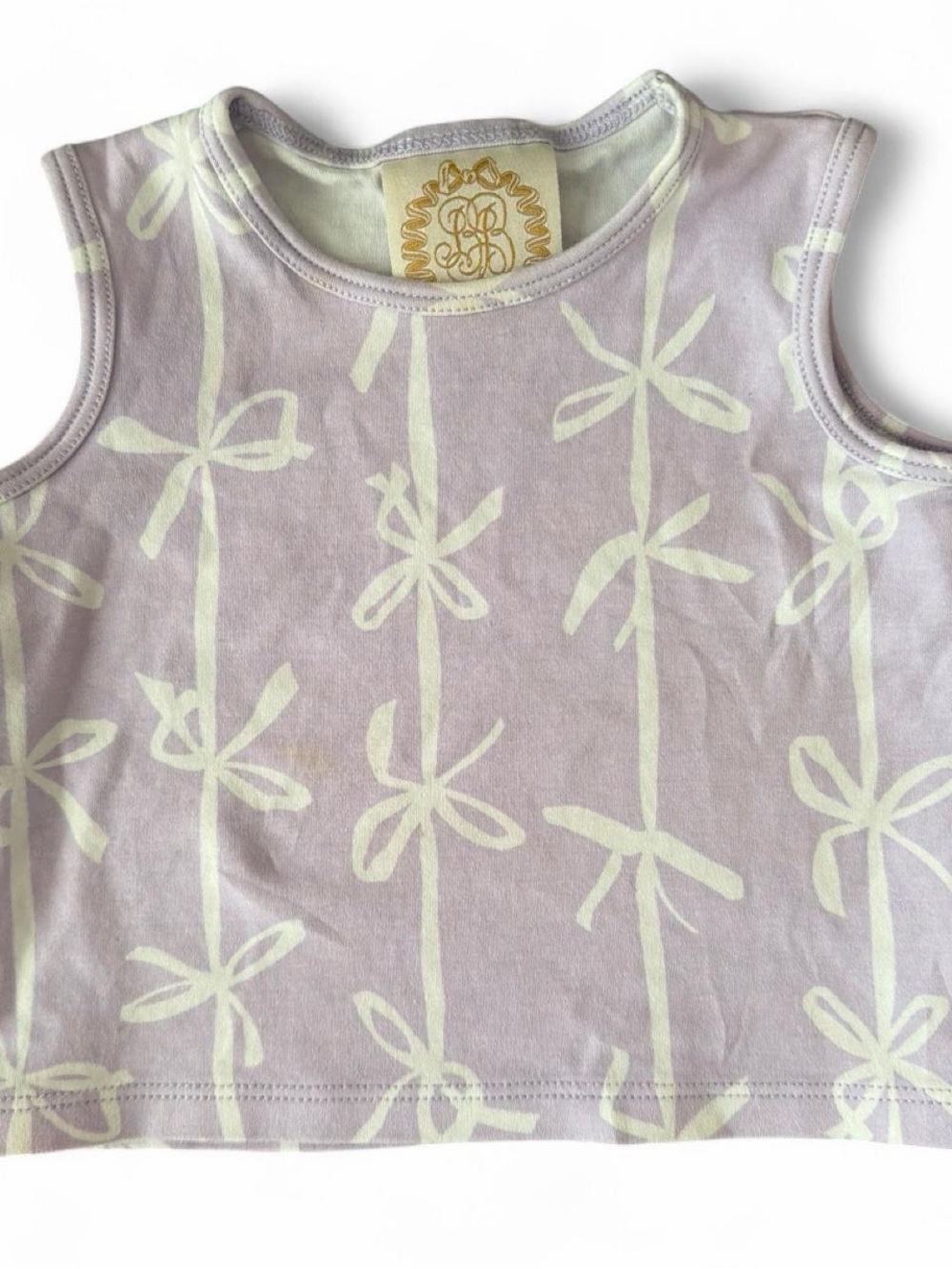 6-12 Month The Beaufort Bonnet Company Lavender Tank Top with Bow Print